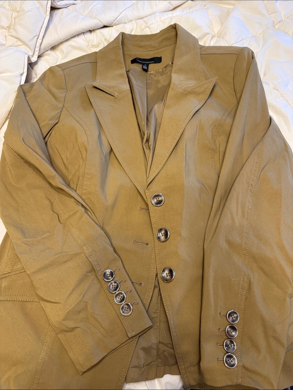 WHBM Tan Tailored Blazer Jacket - Elevated Casual Coat